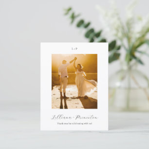 Klassisches Schwarz-Weiß-Monogramm Elegante Hochze Dankeskarte