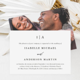 Klassisches Schwarz-Weiß-Monogramm-Foto Einladung