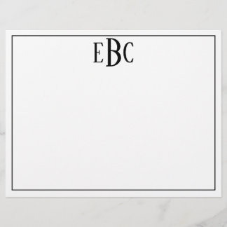 Klassisches Schwarz-Weiß-Monogramm-Notepad Briefbogen