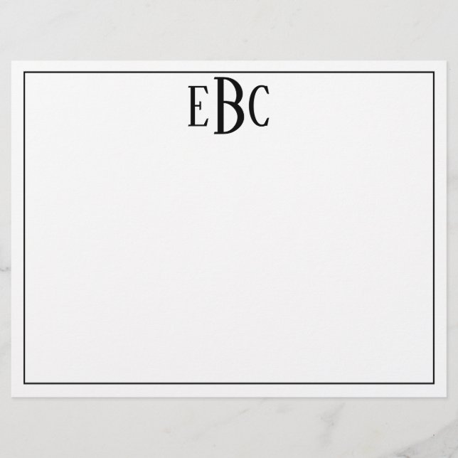 Klassisches Schwarz-Weiß-Monogramm-Notepad Briefbogen (Vorderseite)