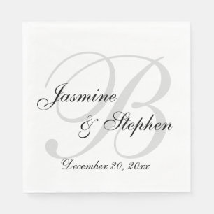 Klassisches Schwarz-Weiß-Monogramm-Papier Napkin Serviette