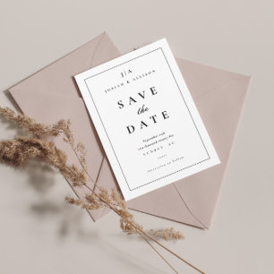 Klassisches Schwarz-Weiß-Monogramm Save The Date