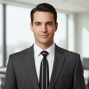 Klassisches Schwarz-Weiß Pinstripe Kleid Krawatte