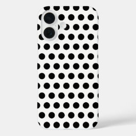 Klassisches Schwarz-Weiß-Polka-Punkt-Muster Kunst iPhone 16 Hülle