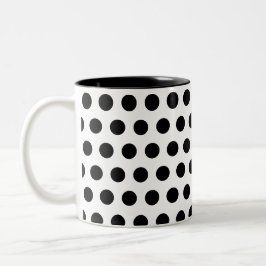 Klassisches Schwarz-Weiß-Polka-Punkt-Muster Kunst Zweifarbige Tasse