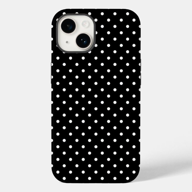 Klassisches Schwarz-Weiß-Polka-Punktmuster 14 Case-Mate iPhone Hülle (Rückseite)