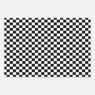 Klassisches Schwarz-Weiß-Schachbrett   Geschenkpapier Set