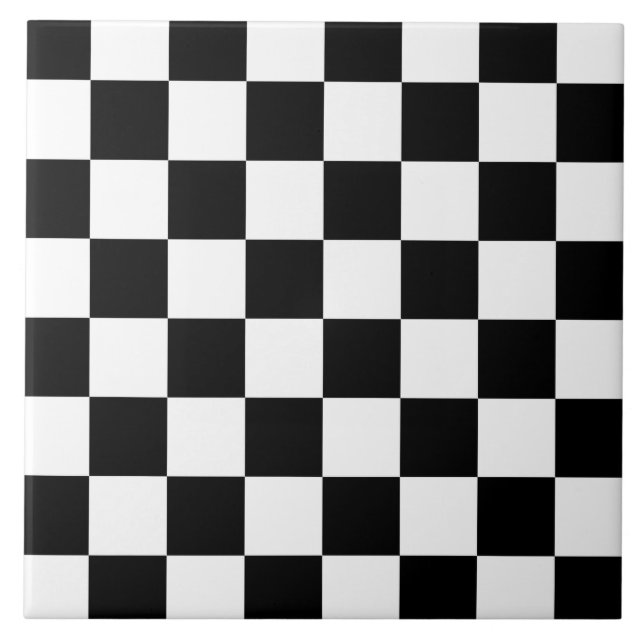 Klassisches Schwarz-Weiß-Schachbrettmuster Fliese (Vorderseite)