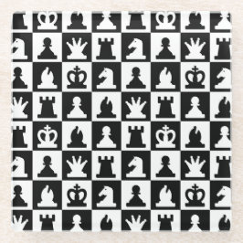 Klassisches Schwarz-Weiß-Schachbrettmuster Glasuntersetzer