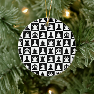Klassisches Schwarz-Weiß-Schachbrettmuster Keramik Ornament