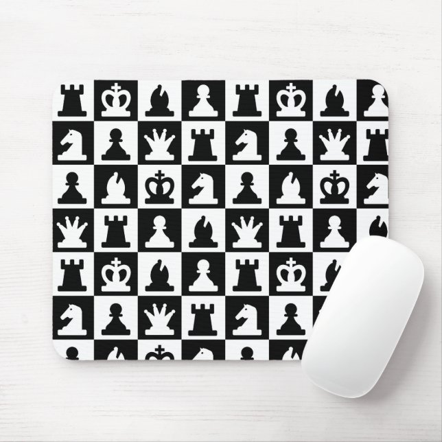 Klassisches Schwarz-Weiß-Schachbrettmuster Mousepad (Mit Mouse)