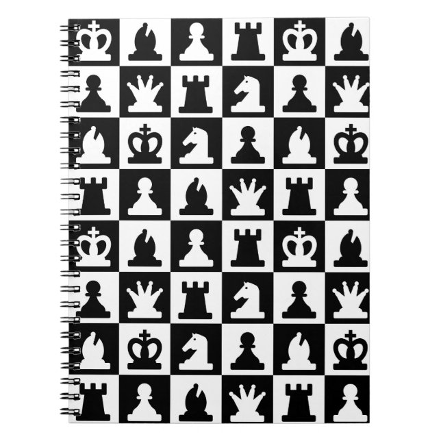 Klassisches Schwarz-Weiß-Schachbrettmuster Notizblock (Vorderseite)