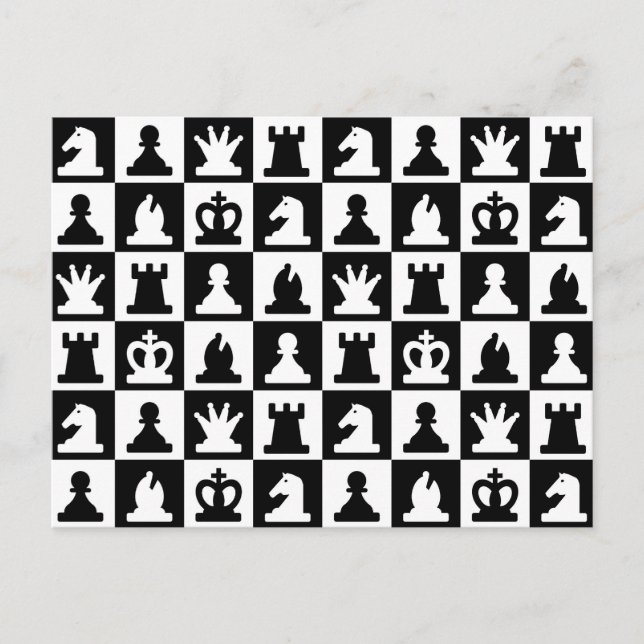 Klassisches Schwarz-Weiß-Schachbrettmuster Postkarte (Vorderseite)