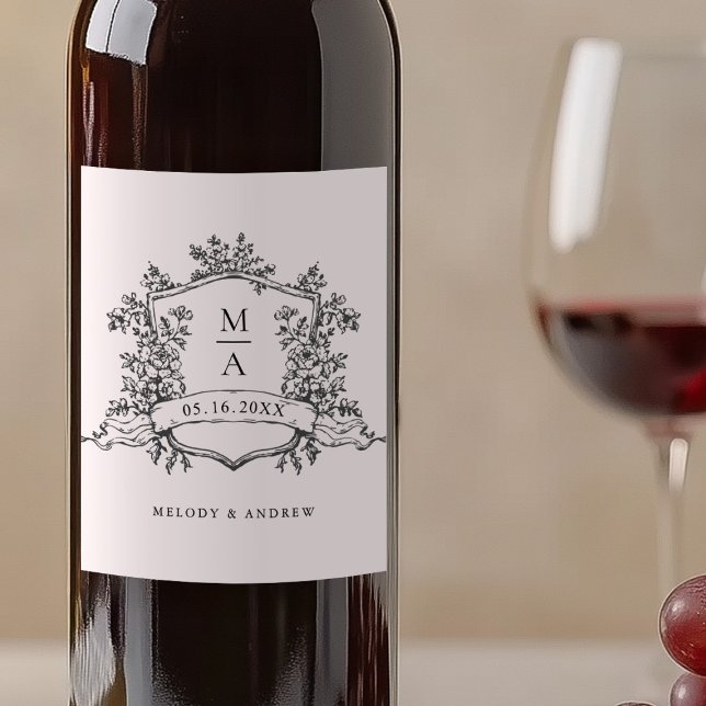 Klassisches Schwarz-Weiß-Wappen Weinetikett (Von Creator hochgeladen)