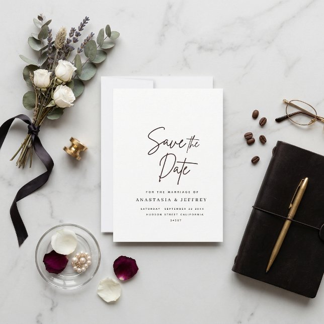 klassisches Schwarz-Weiß-whimsical Save-the-Date (Von Creator hochgeladen)