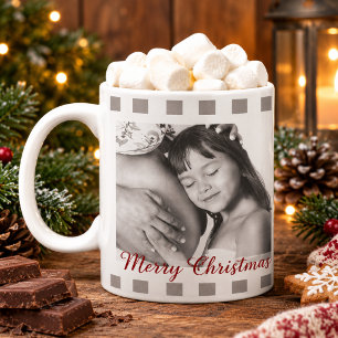 Klassisches Schwarz-weißes Kariertes Foto Tartan Jumbo-Tasse