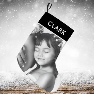 Klassisches Schwarz-weißes Kariertes Foto Tartan Kleiner Weihnachtsstrumpf