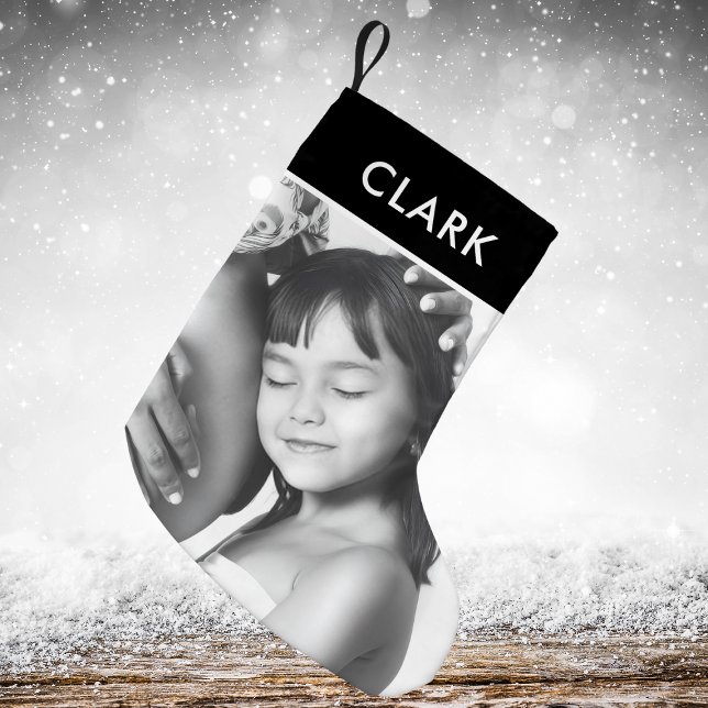 Klassisches Schwarz-weißes Kariertes Foto Tartan Kleiner Weihnachtsstrumpf (Von Creator hochgeladen)