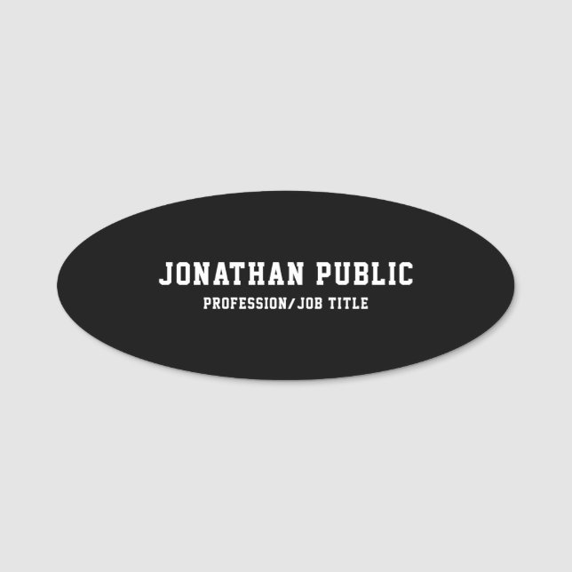 Klassisches Schwarz-weißes modernes einfaches Namensschild (Vorderseite)