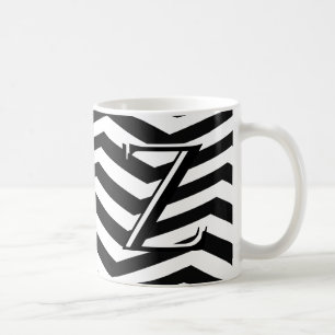 Klassisches Schwarz-weißes Zickzack Zig Zag Monogr Kaffeetasse