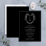 Klassisches Schwarz-Wildblume-Monogramm-Wappen Hoc Einladung<br><div class="desc">Suchen Sie eine moderne Drehung auf klassische Hochzeitsreise? Dann schauen Sie sich doch einmal unser Classic Black Wildblume Monogram Wappen Wedding Invitation an! Diese schöne Einladung ist mit einem handgezeichneten Wappen entworfen, das mit Wildblumen und Schmetterlingen geschmückt ist. Es enthält Ihre Monogramm-Initialen in einem stilvollen Schriftart und ist mit handgeschriebener...</div>