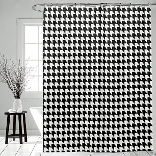 Klassisches schwarzes Houndstooth-Muster Duschvorhang