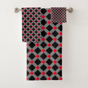 KLASSISCHES SCHWARZES ROTES TARTAN BADEZIMMER TOWM BADHANDTUCH SET