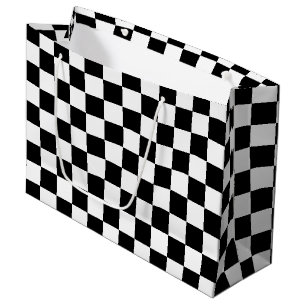 Klassisches schwarzes Schachbrettmuster Große Geschenktüte