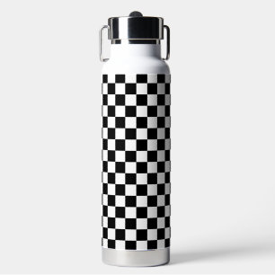 Klassisches schwarzes Schachbrettmuster Trinkflasche