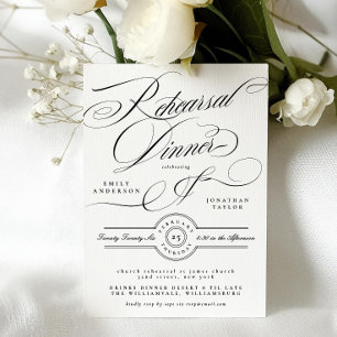 Klassisches schwarzes Smoking-Hochzeitsprobe-Dinne Einladung