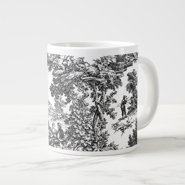 Klassisches Schwarzweiss-Toile Jumbo-Tasse (Vorderseite Rechts)