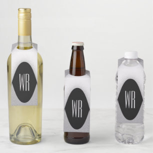 Klassisches Schwarzweiß-Weiß-modernes Mit Monogram Flaschenanhänger