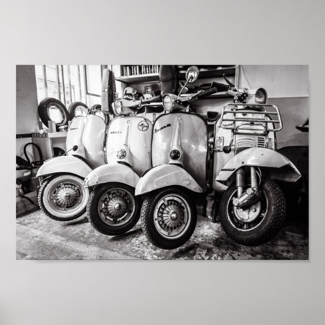 Klassisches Scooter-Poster | Paris Frankreich Poster (Vorne)