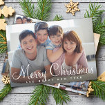 Klassisches Script Frohe Weihnachten 7 Foto Collag<br><div class="desc">Freuen Sie sich auf stilvolle Urlaubskarten mit Fotokarte. Ein vollblütiges Foto auf der Vorderseite und 6 Foto Collage auf einem Gitter mit weißem Trenner. Klassische Schrift und moderne Typografie. Klassisches Design,  um Ihre Weihnachtsgrüße an Familie und Freunde zu schicken.</div>