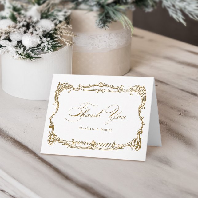 Klassisches Script in Vintagem Rahmen Dankeskarte (Gold Vintage Frame Classic Script Thank You Card)