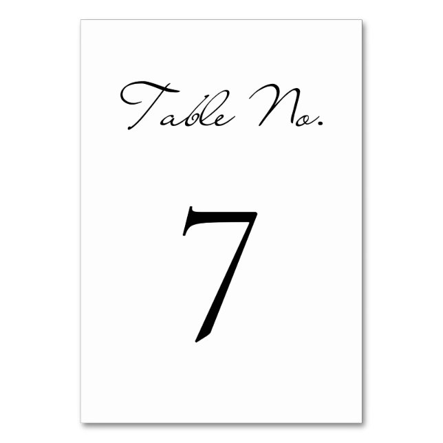 Klassisches Script Minimalistisch White Wedding Tischnummer (Vorderseite)