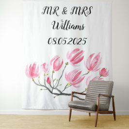Klassisches Script Mr. & Mrs. Wedding Backdrop Ban Wandteppich