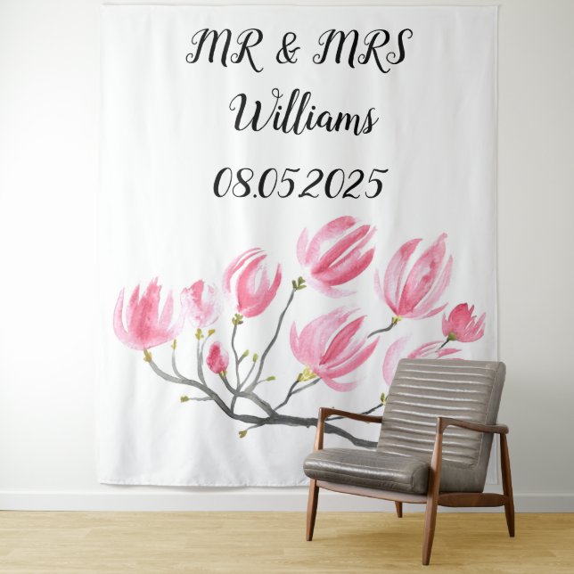 Klassisches Script Mr. & Mrs. Wedding Backdrop Ban Wandteppich (Beispiel)
