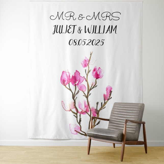 Klassisches Script Mr. & Mrs. Wedding Backdrop Ban Wandteppich (Beispiel)