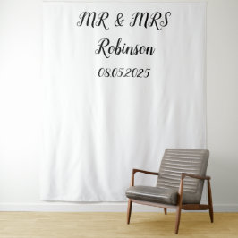 Klassisches Script Mr. & Mrs. Wedding Backdrop Ban Wandteppich