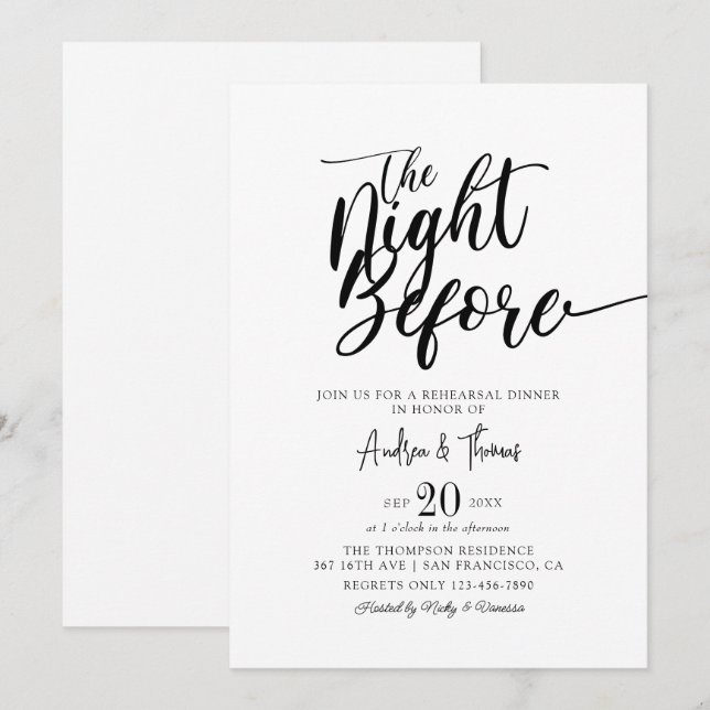 Klassisches Script-Probe-Dinner Einladung (Vorne/Hinten)