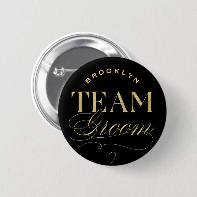 Klassisches Script Team Groom Hochzeitstparty-Knop Button (Vorne & Hinten)
