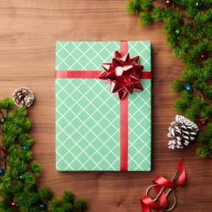 Klassisches Shamrock-Mintgrün-Weiß-Karomuster Geschenkpapier