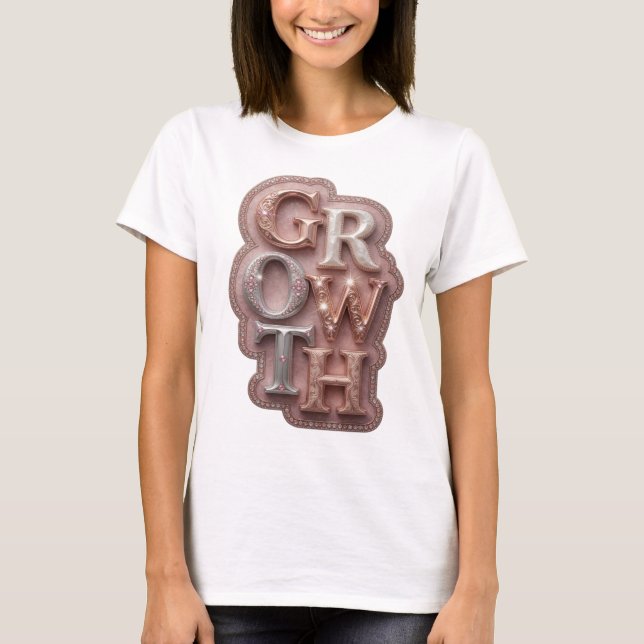 Klassisches Silber GROWTH Grafikdesign T-Shirt (Vorderseite)