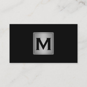 Klassisches Silber-Metall-Etikett mit Monogramm Visitenkarte