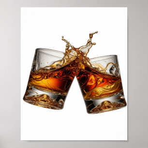 Klassisches Silber WHISKY SPLASH Design Poster
