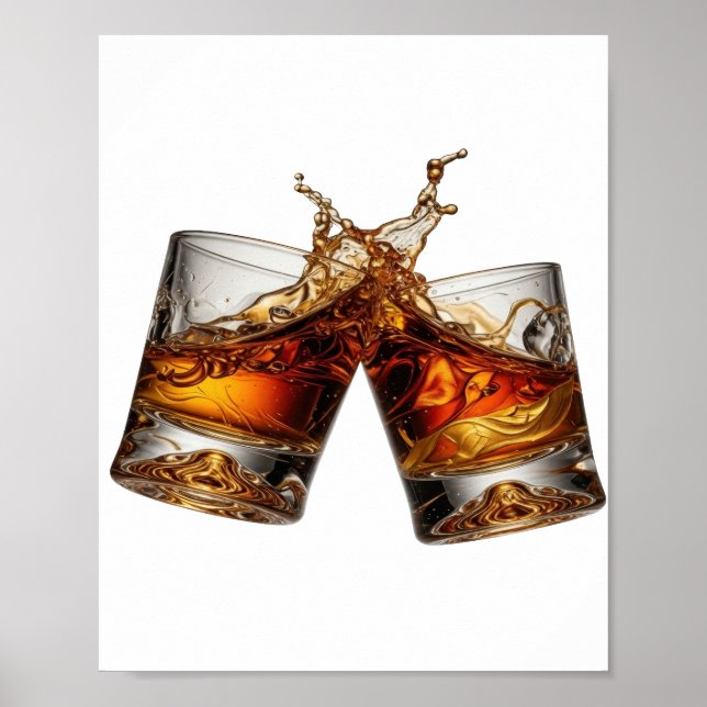 Klassisches Silber WHISKY SPLASH Design Poster (Vorne)