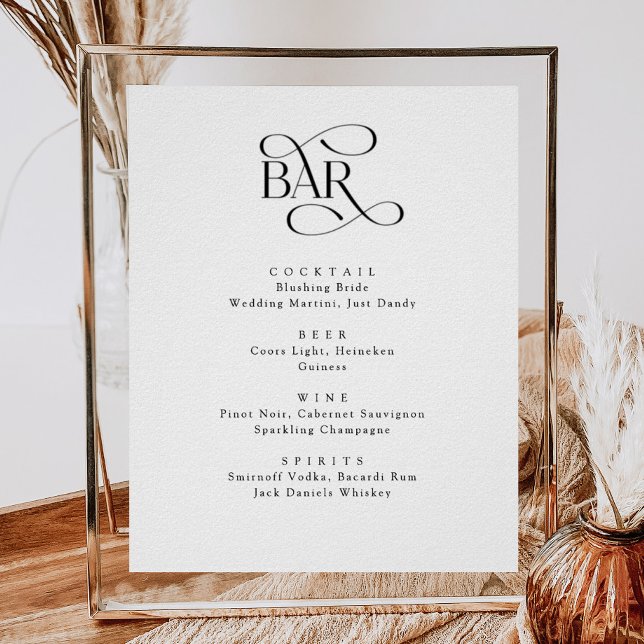 Klassisches Skript Das Bar Wedding Drinks Menu-Zei Poster (Von Creator hochgeladen)