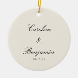 Klassisches Skript Elegant Ivory Wedding Custom Keramik Ornament