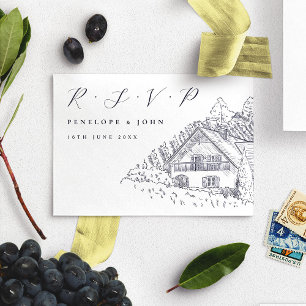 Klassisches Skript Italienischer Weinberg Elegante RSVP Karte